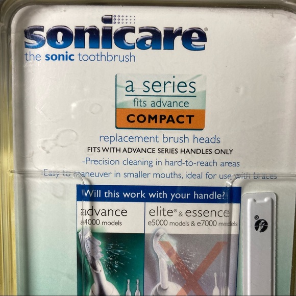 Sonicare A Series Compact Replacement Brush Heads Advance 2 Pack NIB A4000 - Picture 6 of 10